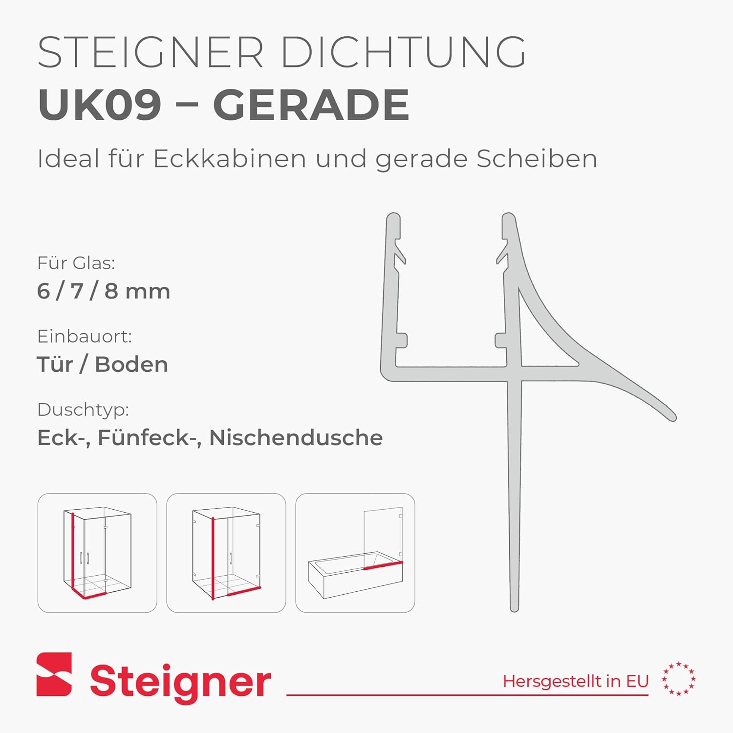 Detalle 2 de STEIGNER UK09 guarnizione doccia 80 cm