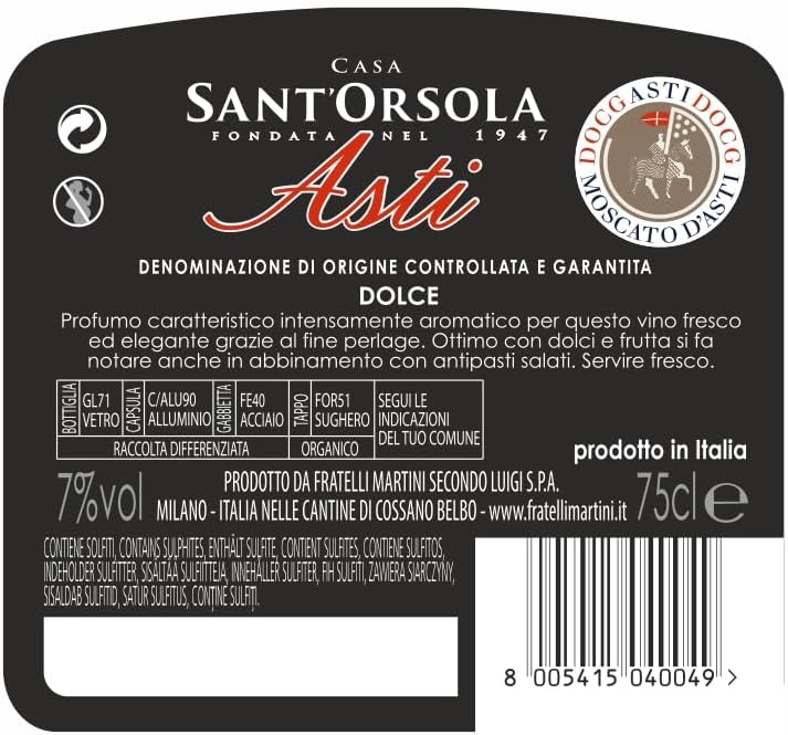 Detalle 2 de Sant'Orsola Prosecco y Asti Espumoso Italiano 🥂 (2x750ml)