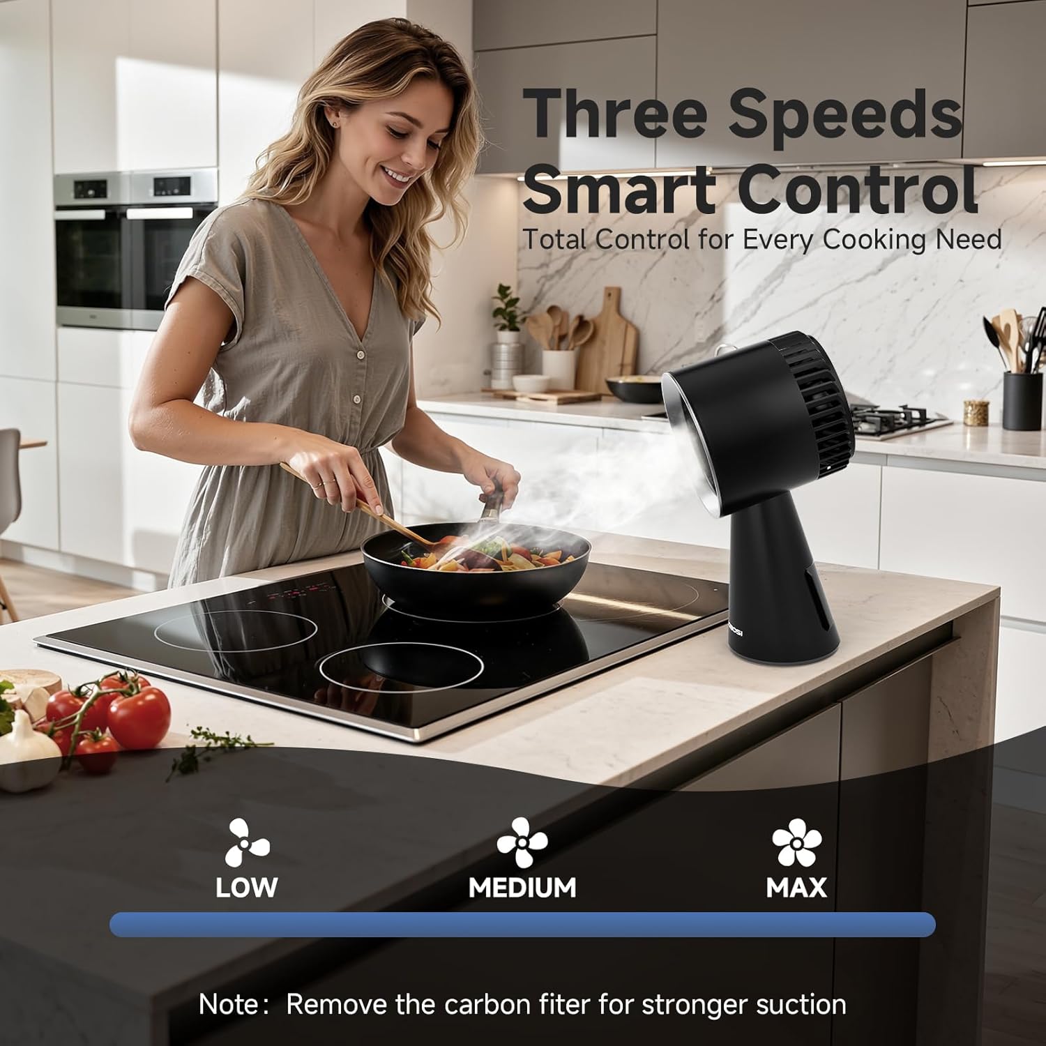 Thumbnail 4 de AAOBOSI Desktop cooker hood with 3 speeds