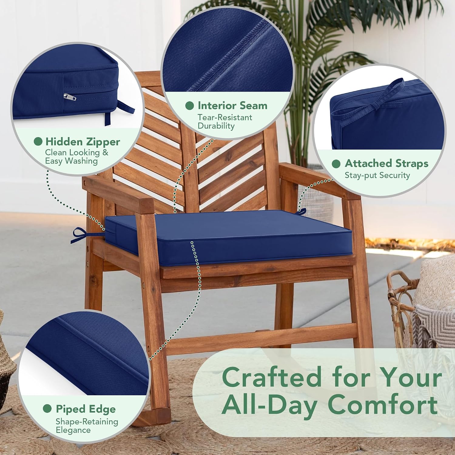 Detalle de Summsun Outdoor Chair Cushions 19 x 19 Inches