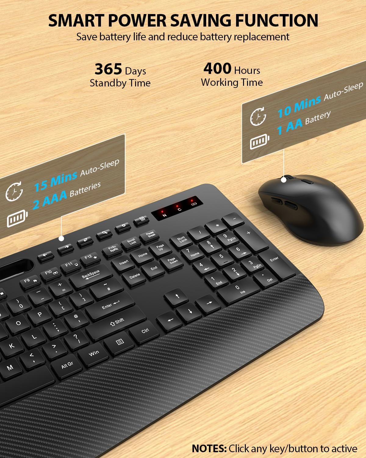 Thumbnail 4 de SABLUTE Wireless Keyboard and Mouse Set 2.4G