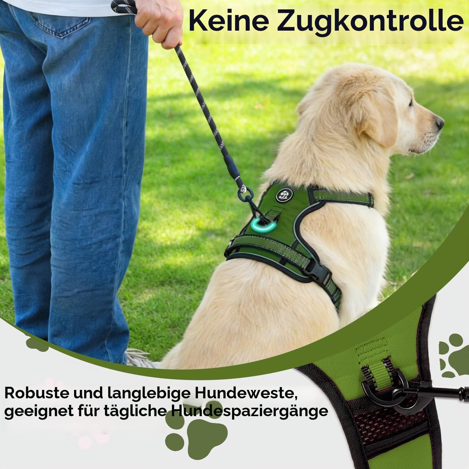 Detalle de NESTROAD Hundegeschirr Größe S – Antizug, gepolstert, reflektierend, für kleine Hunde (Halsumfang 28–38 cm, Brustumfang 38–53 cm)