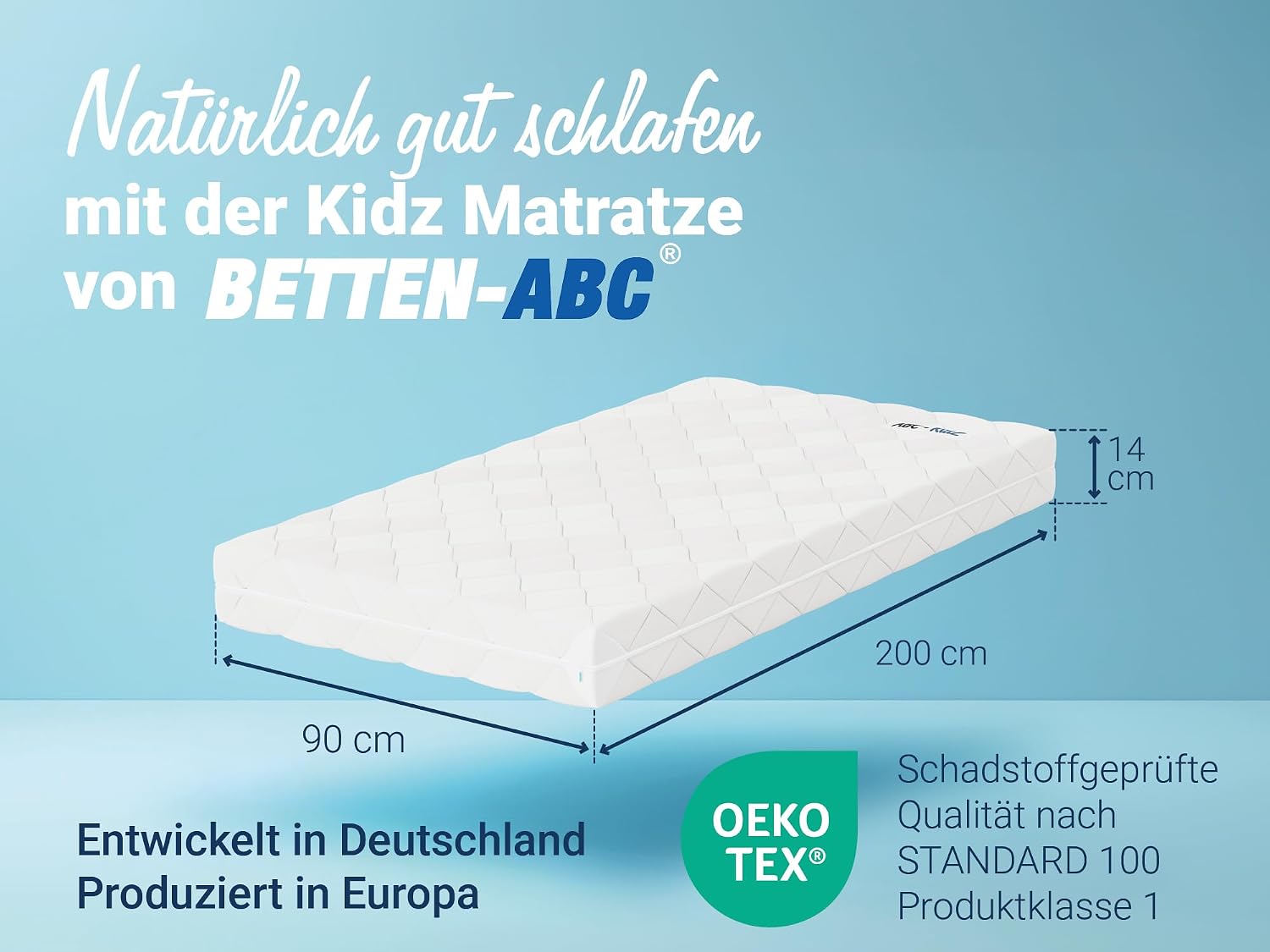 Thumbnail 1 de Betten-ABC Matratze für Kinder & Jugendliche 90x200 cm – Kaltschaum, Öko-Tex, abnehmbarer Waschbezug