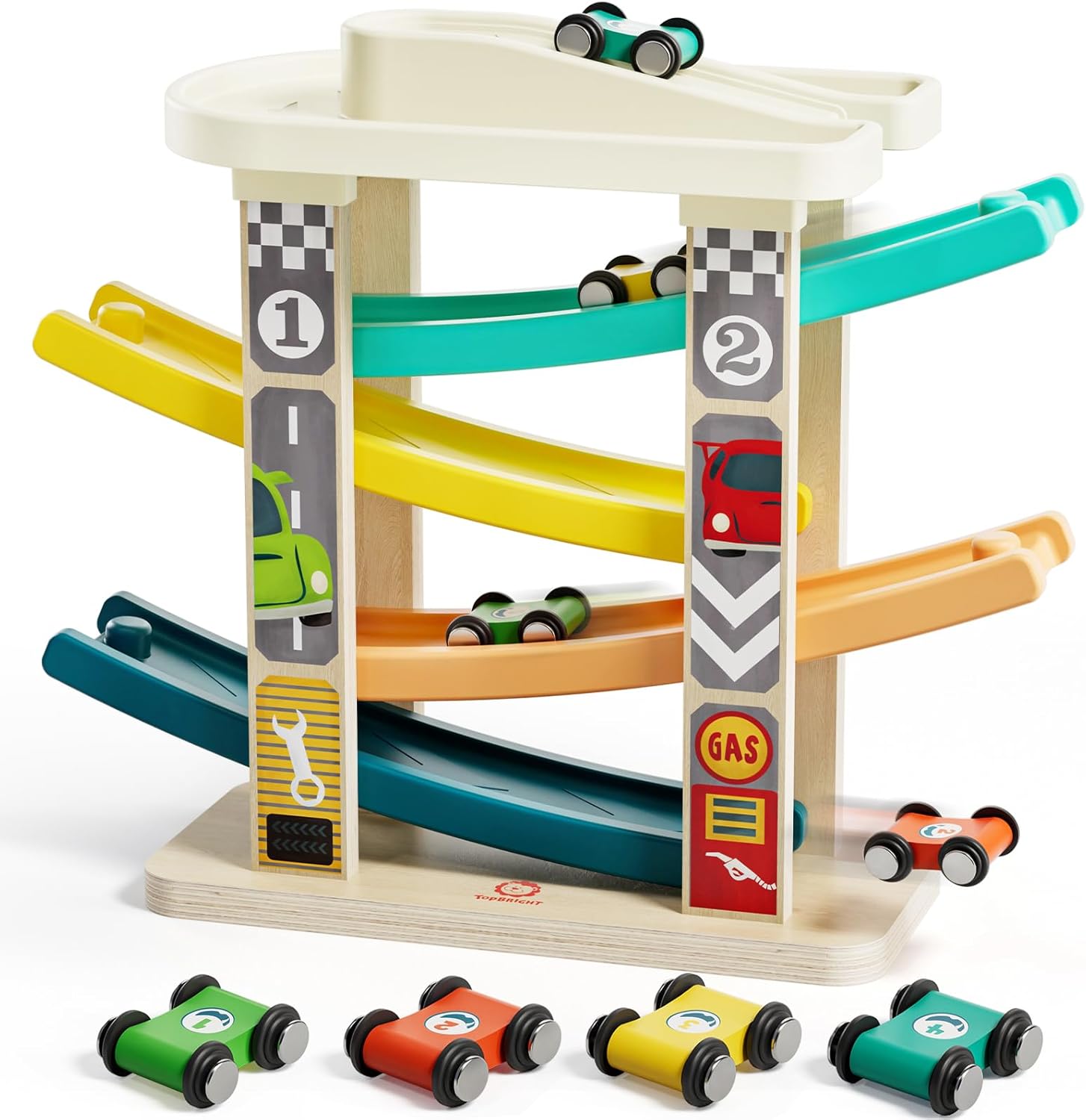 Detalle de TOP BRIGHT Car Ramp Toys with 4 Cars