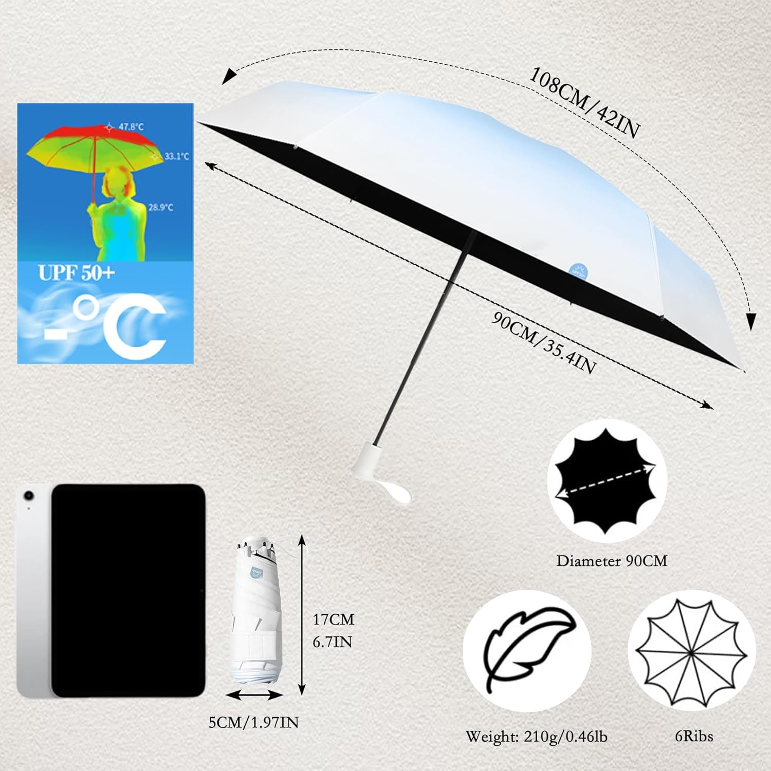 Thumbnail 6 de Parapluie mini dégradé pliable anti UV