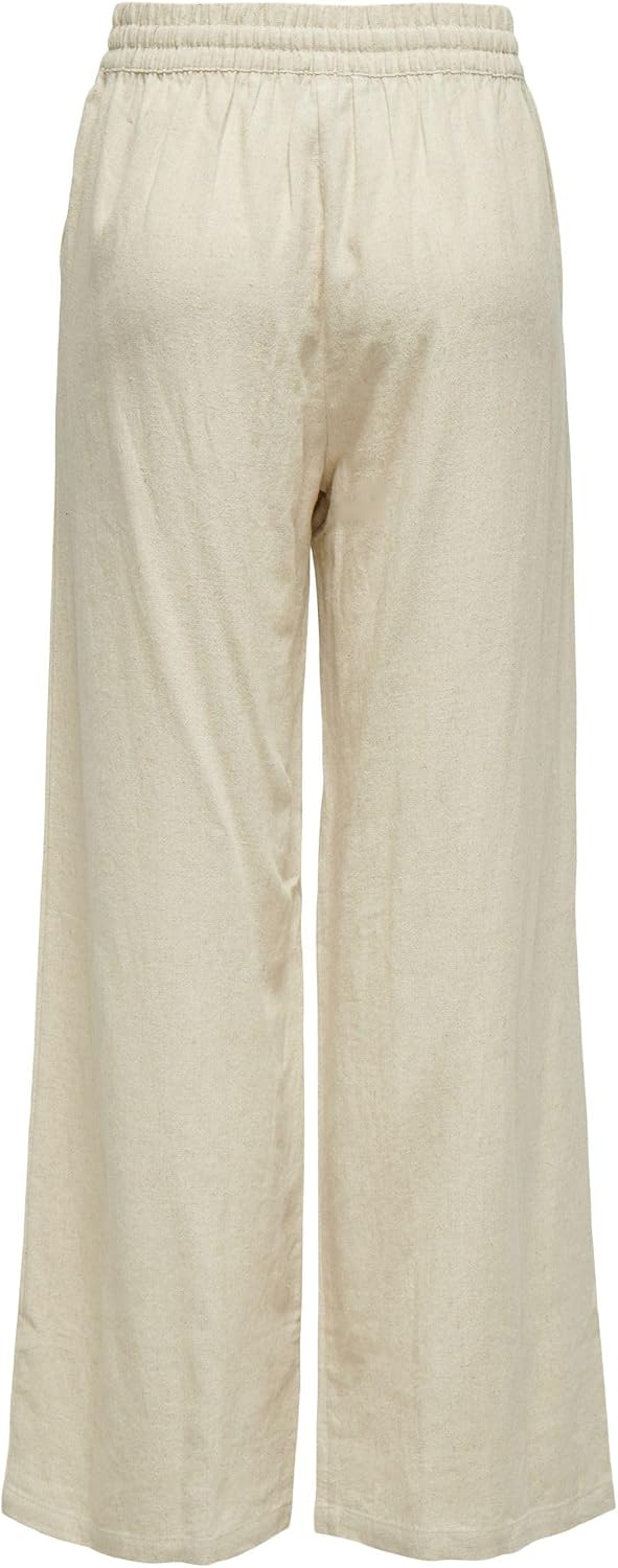 Detalle 2 de JDY Femme Pantalon Taille Haute Coupe Large avec Cordons et Poches Latérales – Look épuré et confort