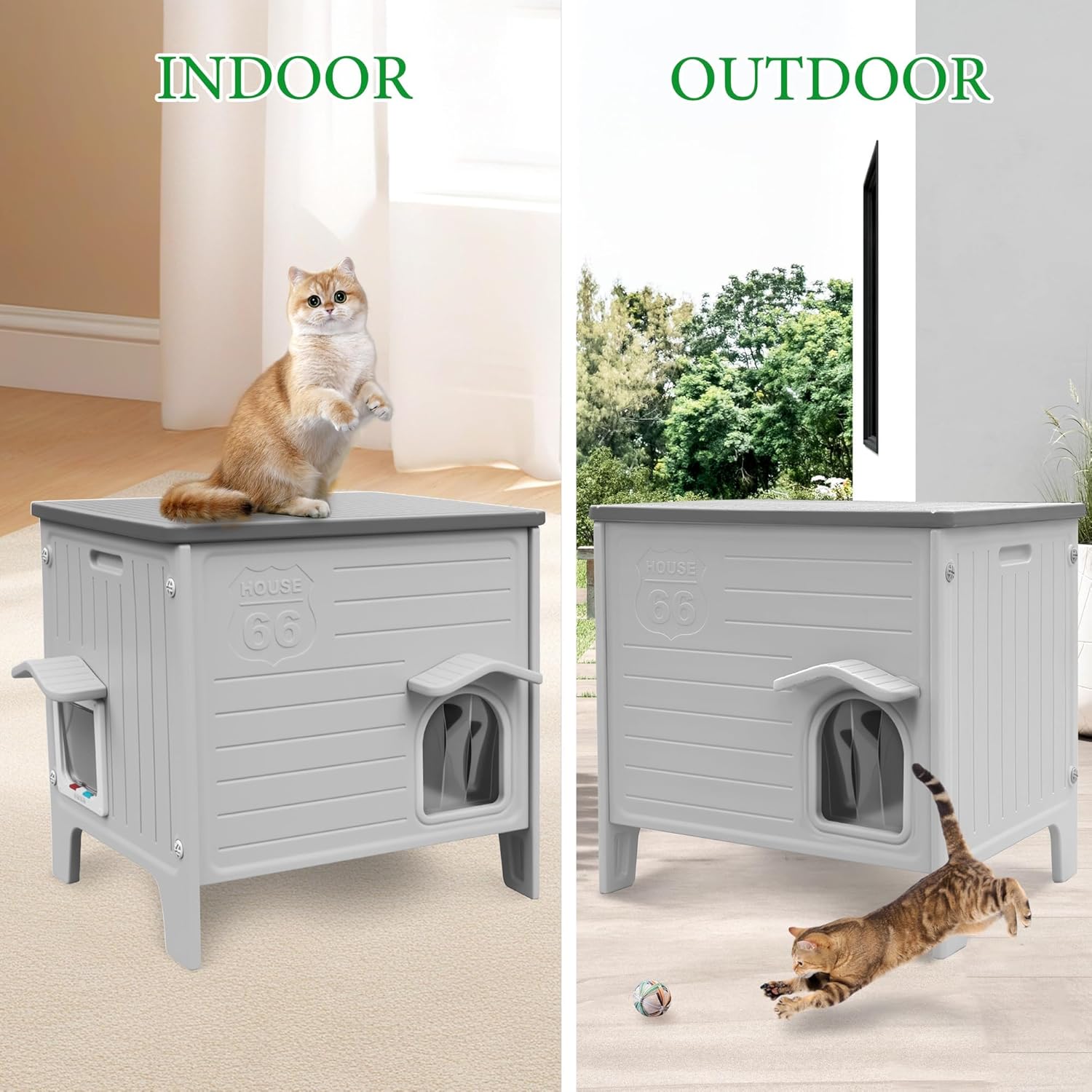 Detalle de Cat House Outdoor: Durable HDPE Shelter for Indoor and Outdoor Cats