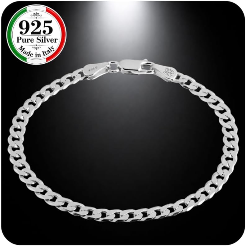 Detalle 2 de QUADRI Silber Armband Herren – Panzerkette 925 Silber, Handarbeit aus Italien