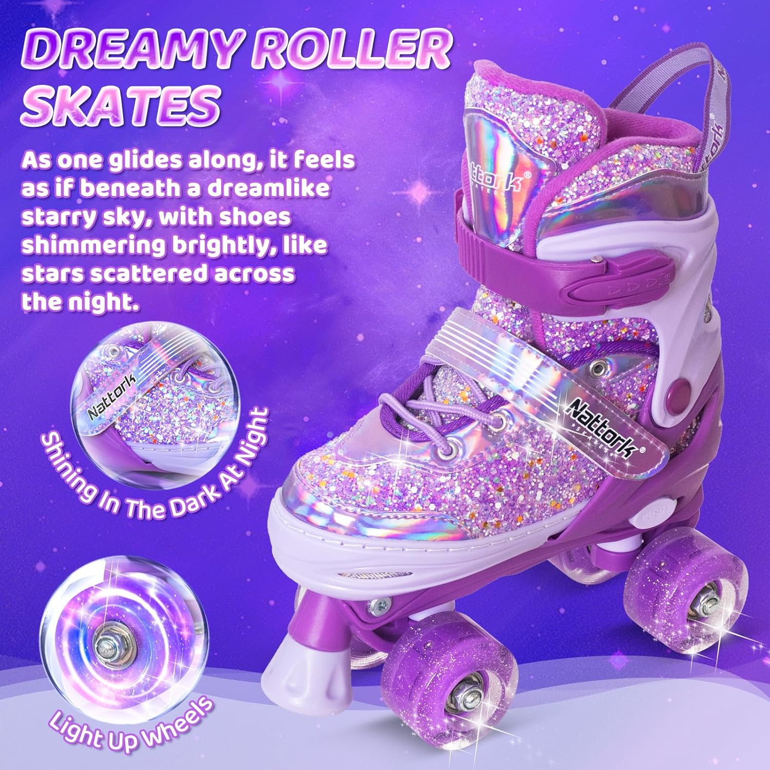 Thumbnail 1 de Nattork Kids Adjustable Roller Skates 4-size 🛼