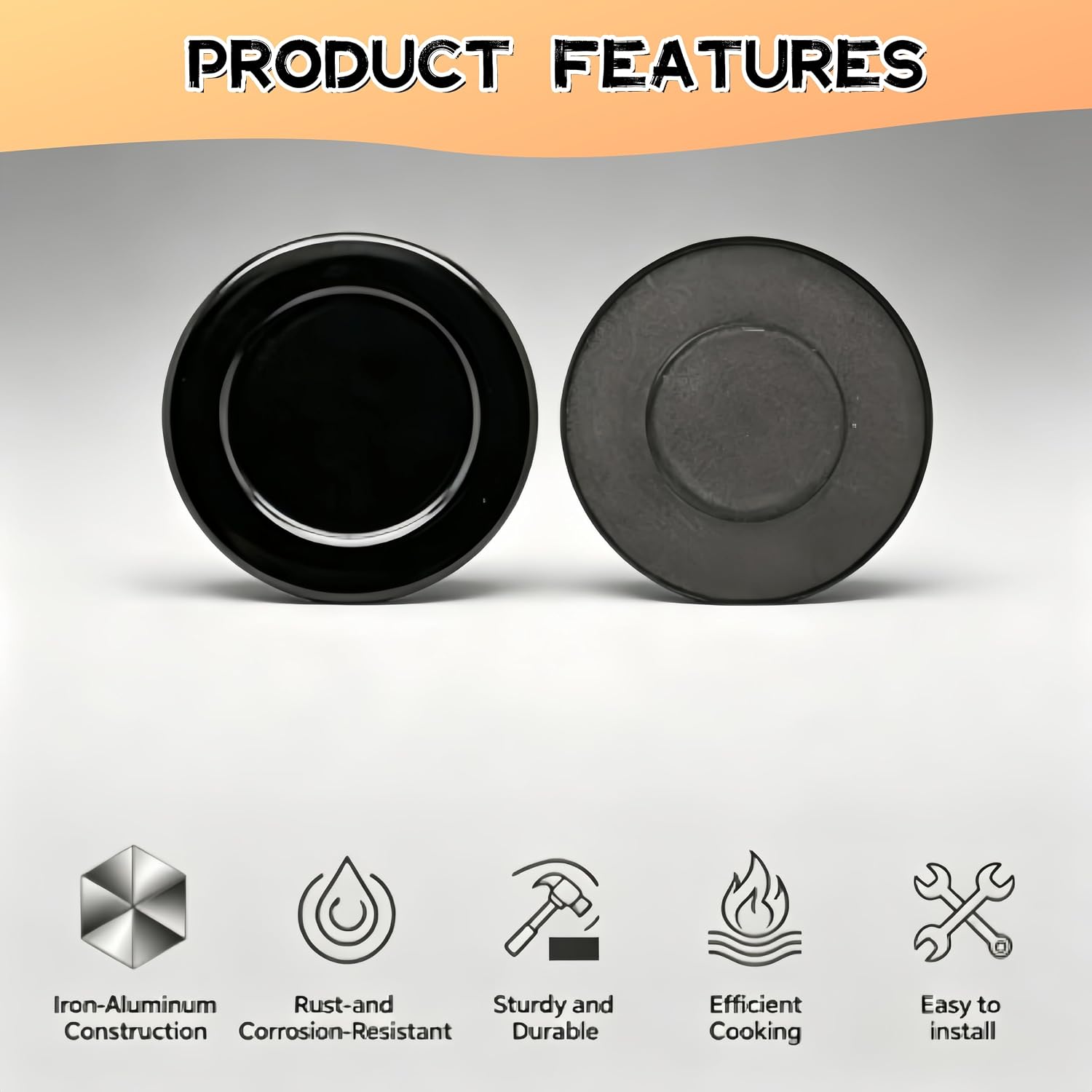 Detalle de BANGPEIWQT Gas Stove Burner Cap Set, 4 Sizes for SABAF Cooktops