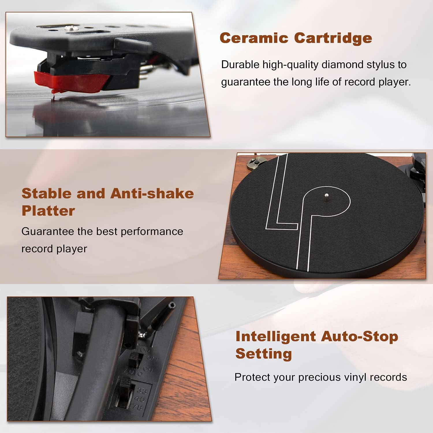 Thumbnail 4 de LP&NO.1 Record Player Turntable 3-Speed