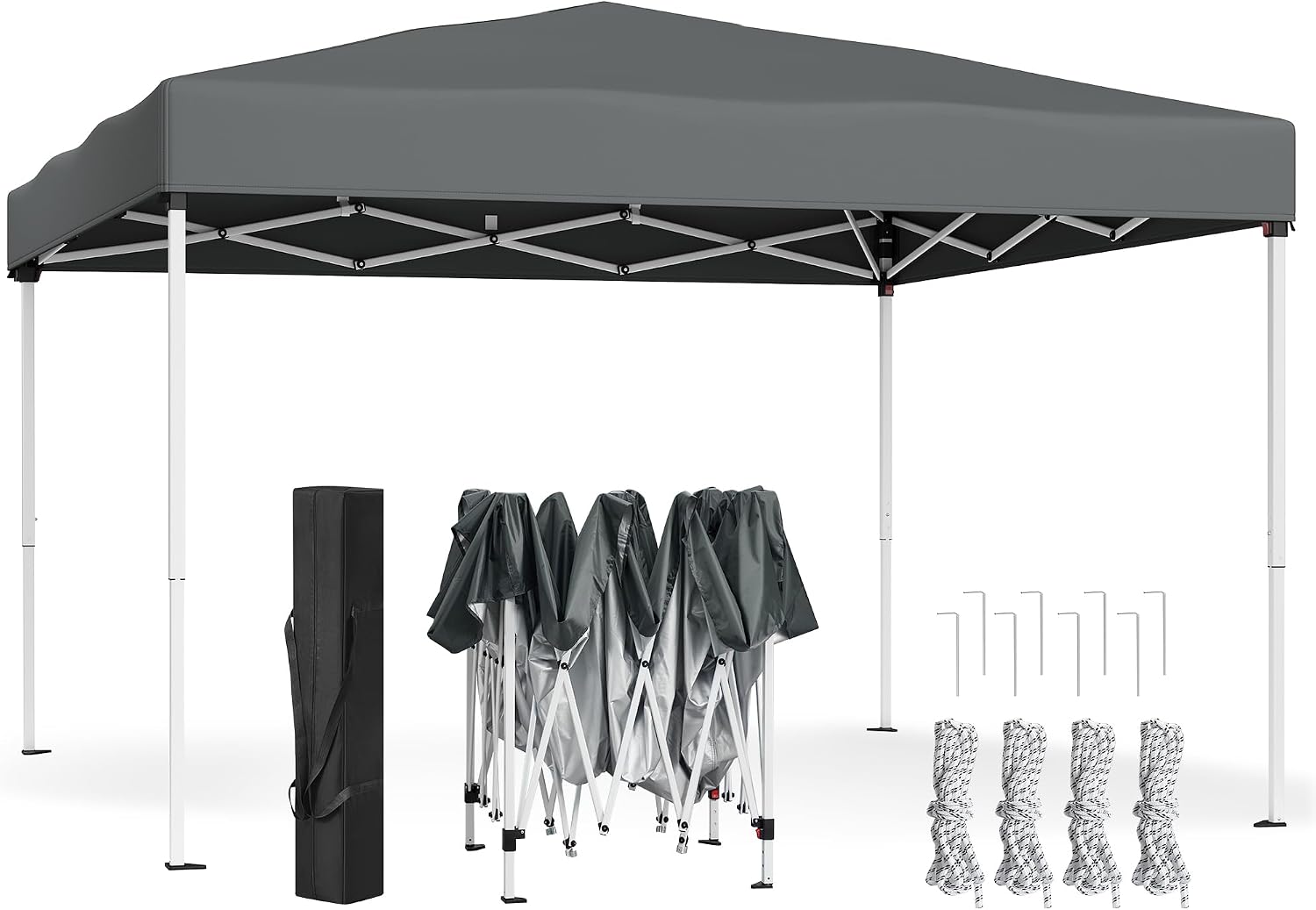 SONGMICS Pavillon 3 x 3 m (GCT104GZ01) mit Seitenwänden – faltbar & transportabel, dunkelgrau