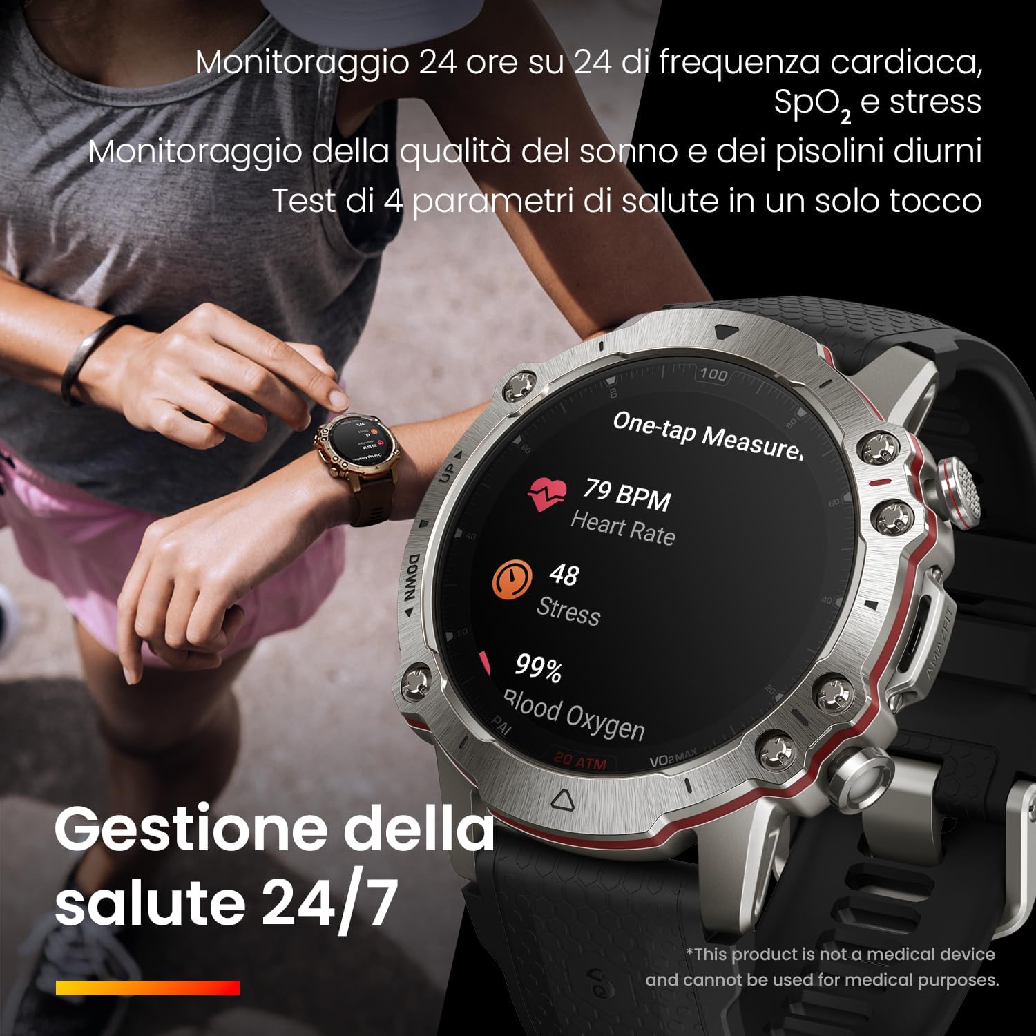 Detalle de Amazfit Falcon 49 mm Smartwatch: titanio, zaffiro e GPS dual band per sportivi esigenti