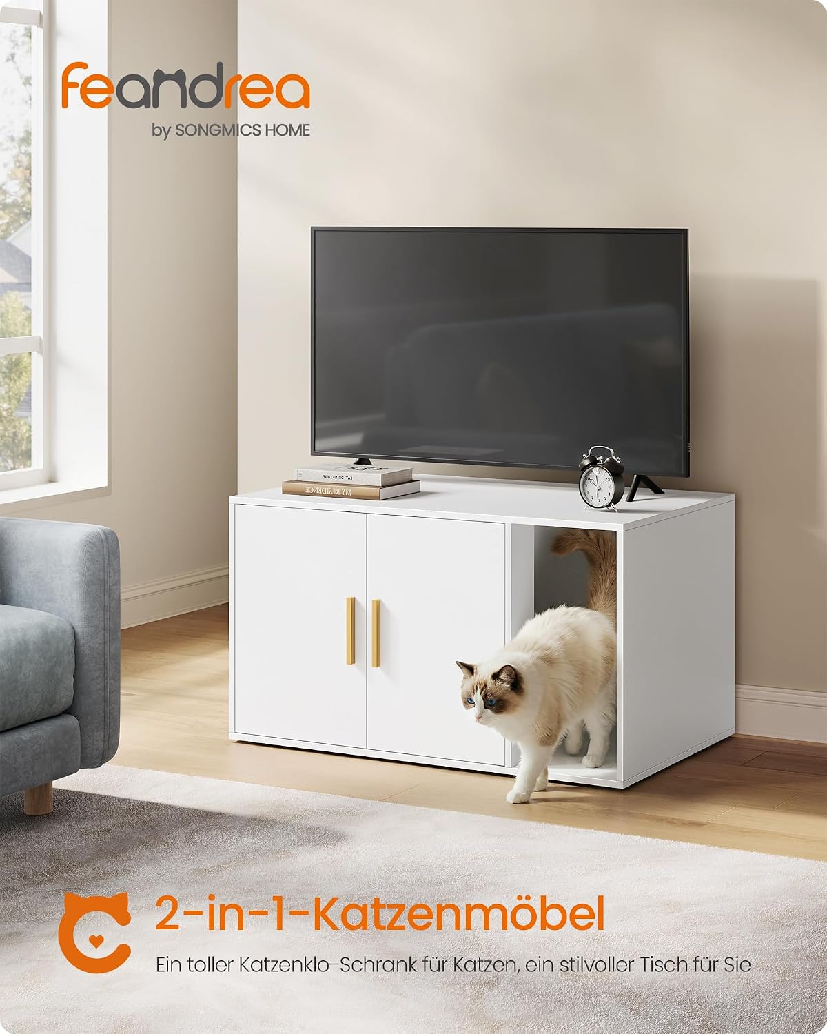 Detalle de Feandrea Custos Kollektion Katzenklo-Schrank: Moderner Katzentoilette-Schrank mit Privatsphäre und Multifunktion