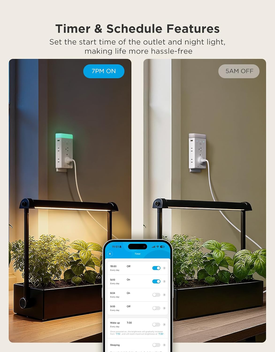Thumbnail 3 de Govee H5089 Smart Outlet Extender with RGB Night Light, 6 Outlets and 2 USB Ports
