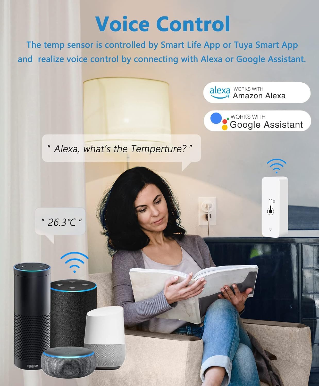 Thumbnail 5 de Termometro igrometro smart WiFi: sensore mini per temperatura e umidità con controllo remoto e Alexa