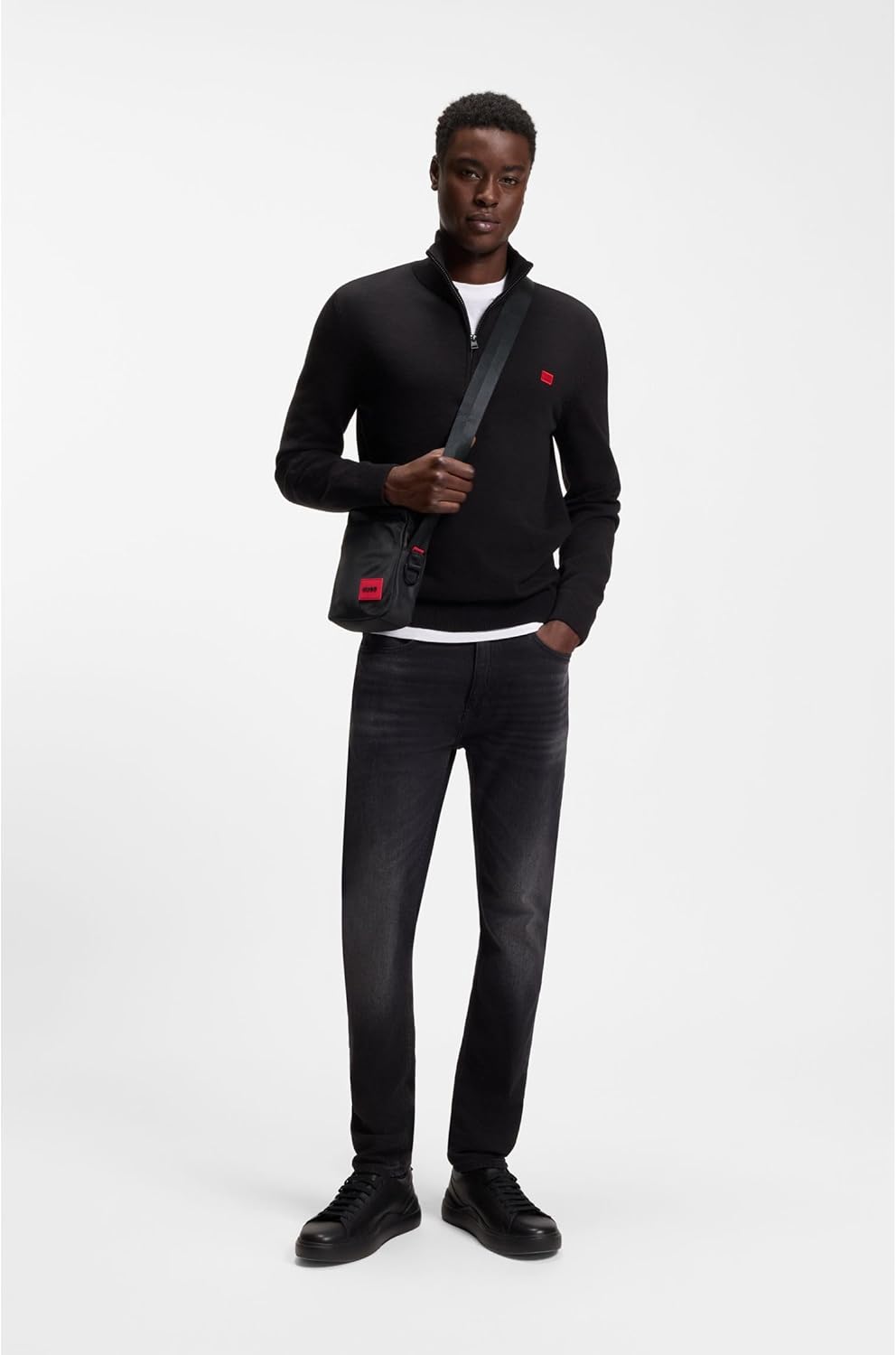 Thumbnail 5 de HUGO Herren Ethon 2.0N NS zip Reporter-Tasche mit gummiertem Logo-Label