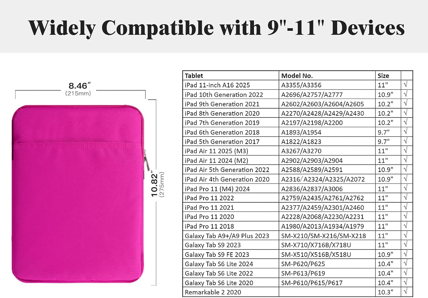 Thumbnail 1 de TiMOVO 9–11" Tablet-Schutzhülle für iPad 11" A16 2025, iPad 10,9" & mehr – mit Außentasche, Pflaume
