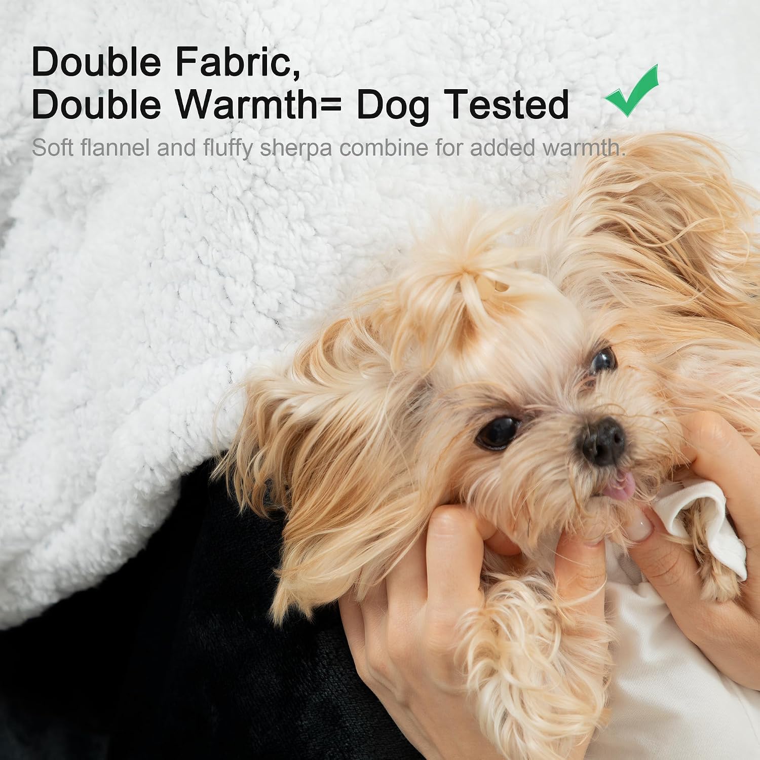 Detalle de Winthome Double-Layered Sherpa Fleece Throw Blanket (130 x 170 cm) – Ultra Soft, Warm and Breathable