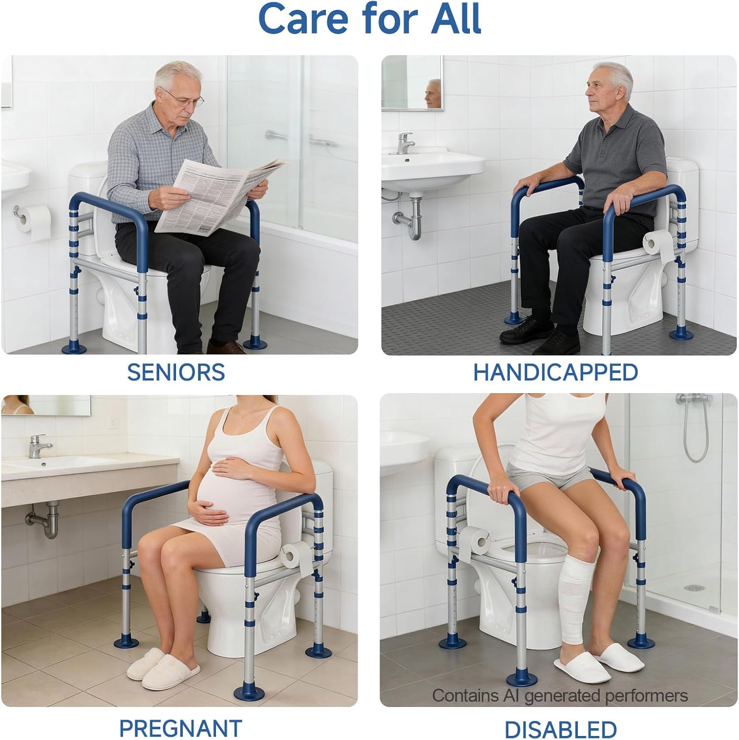 Thumbnail 6 de Loyoda CTR009 Steel Toilet Safety Rail, Adjustable and Foldable, Blue