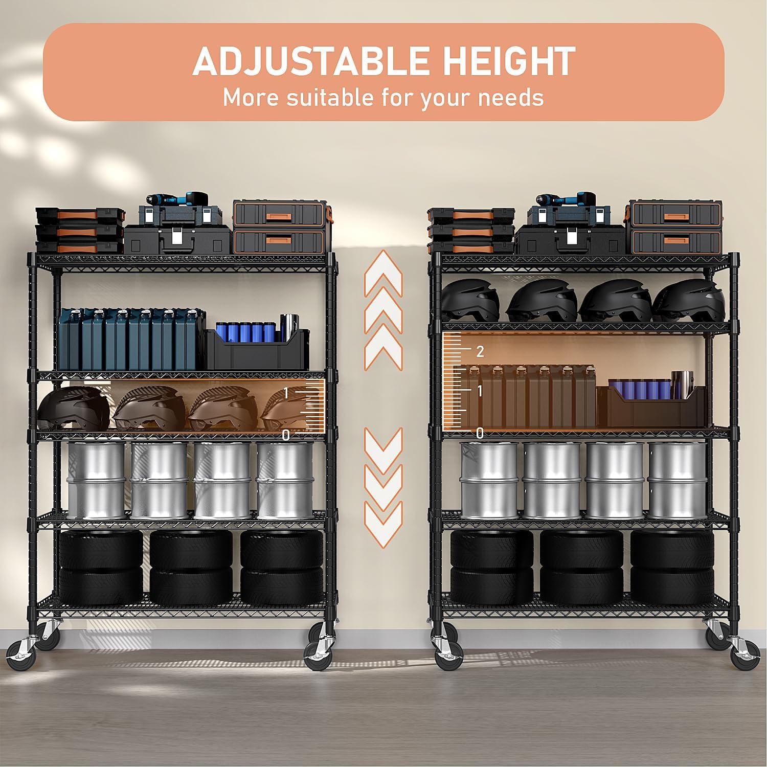 Thumbnail 5 de M MZG A60135180BKI502-AU 5-Tier Metal Shelving Unit, 53.2-Inch Wide