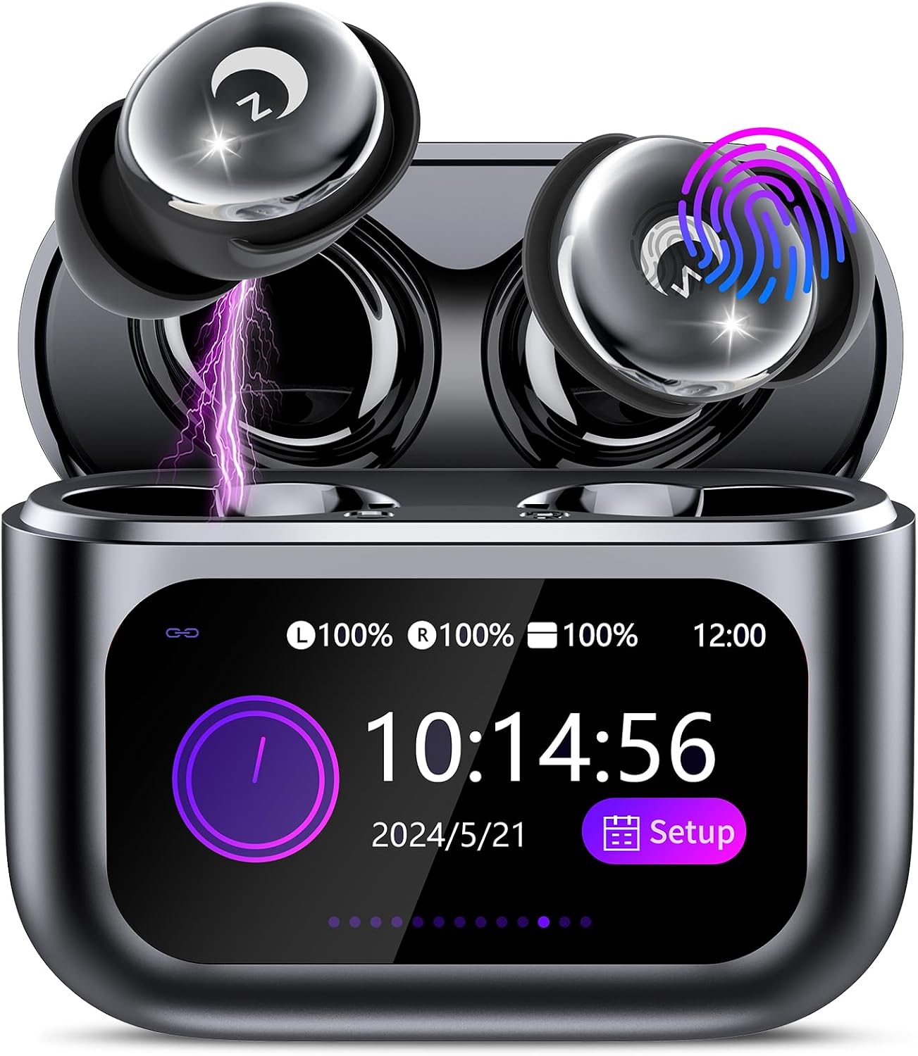 Detalle de VEKJ L8 Pro Sleep Earbuds with Bluetooth 5.4, Smart Touchscreen and 48-Hour Playtime