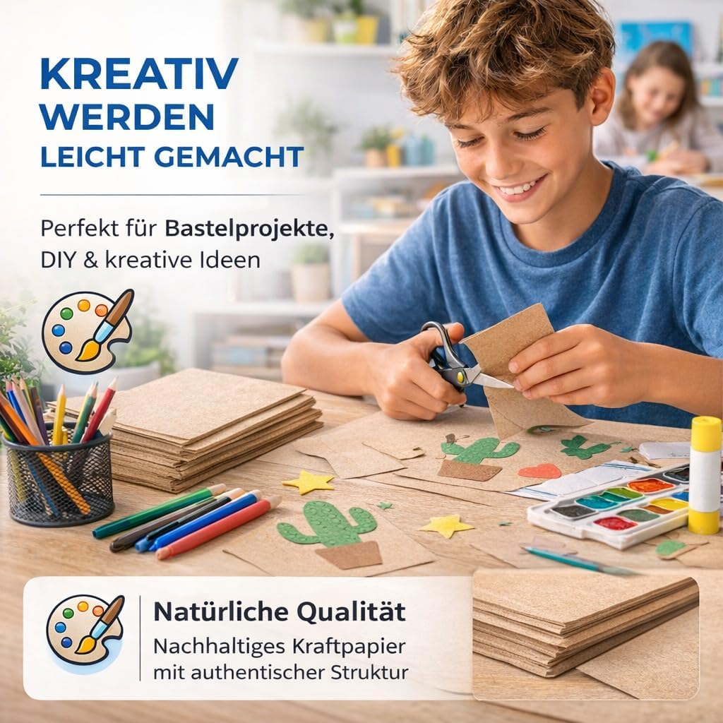 Thumbnail 1 de TK Gruppe Timo Klingler 100x Kraftpapier A4 (160 g/m²) – braunes Naturpapier zum Basteln, Drucken & Scrapbooking