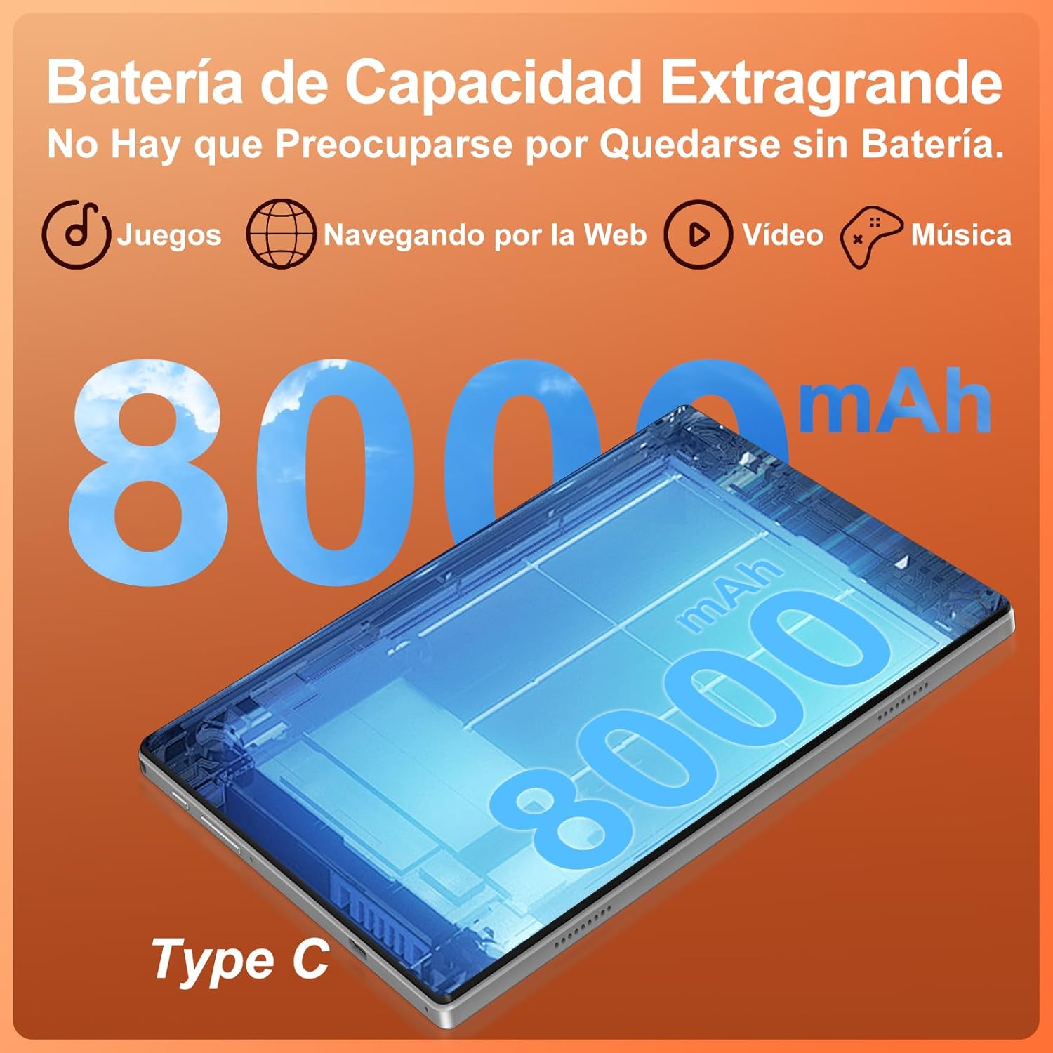 Thumbnail 1 de Dghrti Tablette tactile 10 pouces Android 14 (TAB20) : 22 Go RAM + 128 Go, WiFi 5G, batterie 8000 mAh, gris