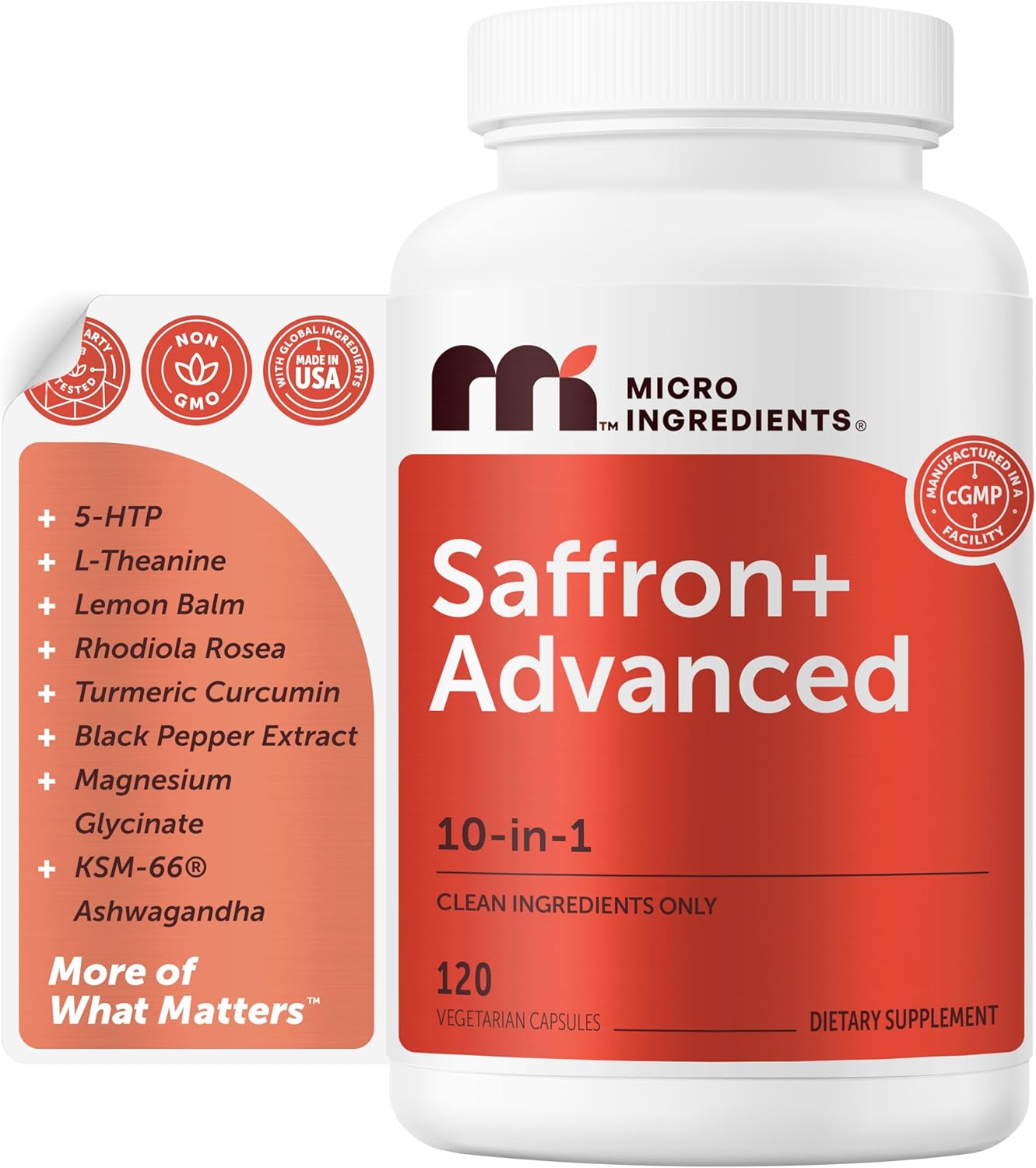 Detalle de Micro Ingredients Saffron+ 10-in-1 Supplement, 120 Vegetarian Capsules
