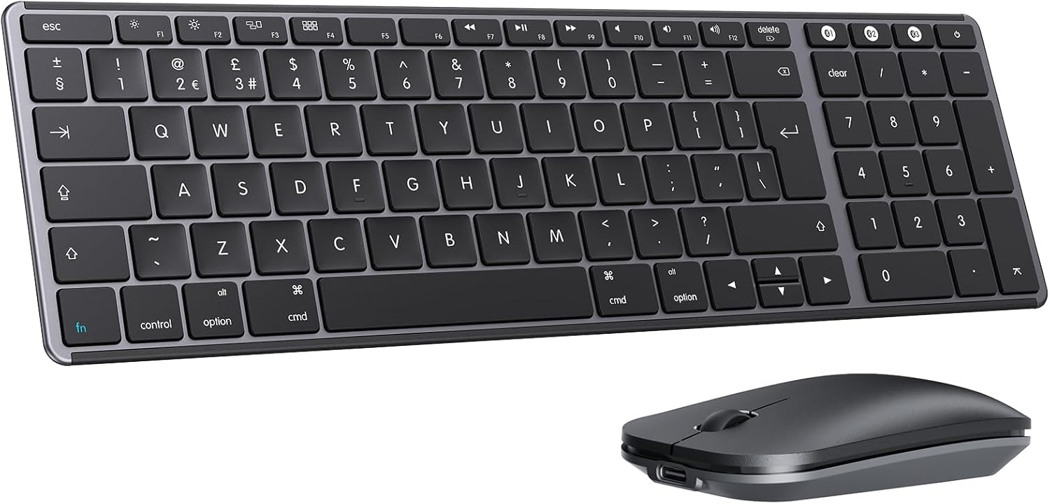 Detalle de seenda SKM64-2 Wireless Keyboard and Mouse for Mac: Slim, Quiet, Multi‑Device Advantage