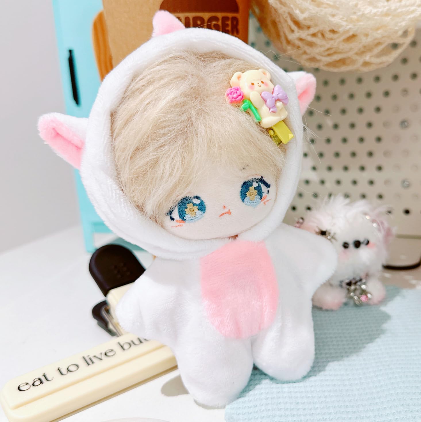Detalle de g.triger ジートリガー ぬいぐるみ用アニマル着ぐるみ 10cm用 ホワイト ベロア素材
