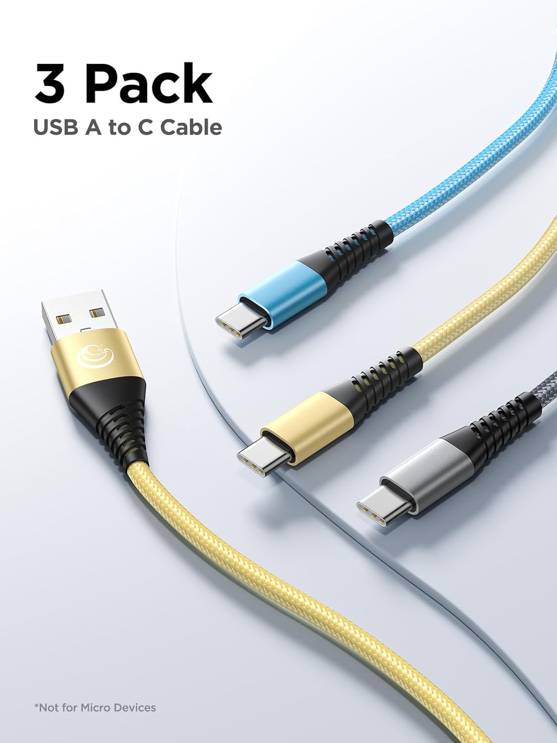 Thumbnail 5 de Yosou USB-C Charger Cable 3m (3-Pack) – Fast Charging USB to USB-C Leads for iPhone, Galaxy, Pixel & more