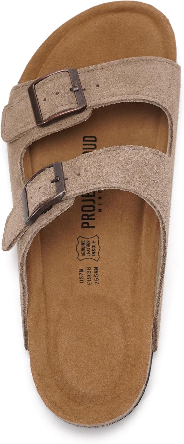 Detalle 2 de Project Cloud Women’s Genuine Leather Flat Sandals with Cork Footbed