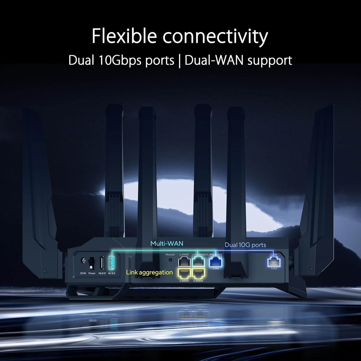 Thumbnail 5 de ASUS RT-BE96U BE19000 WiFi 7 Tri-Band Extendable Router with 6GHz, 10G Ports, and AiProtection Pro