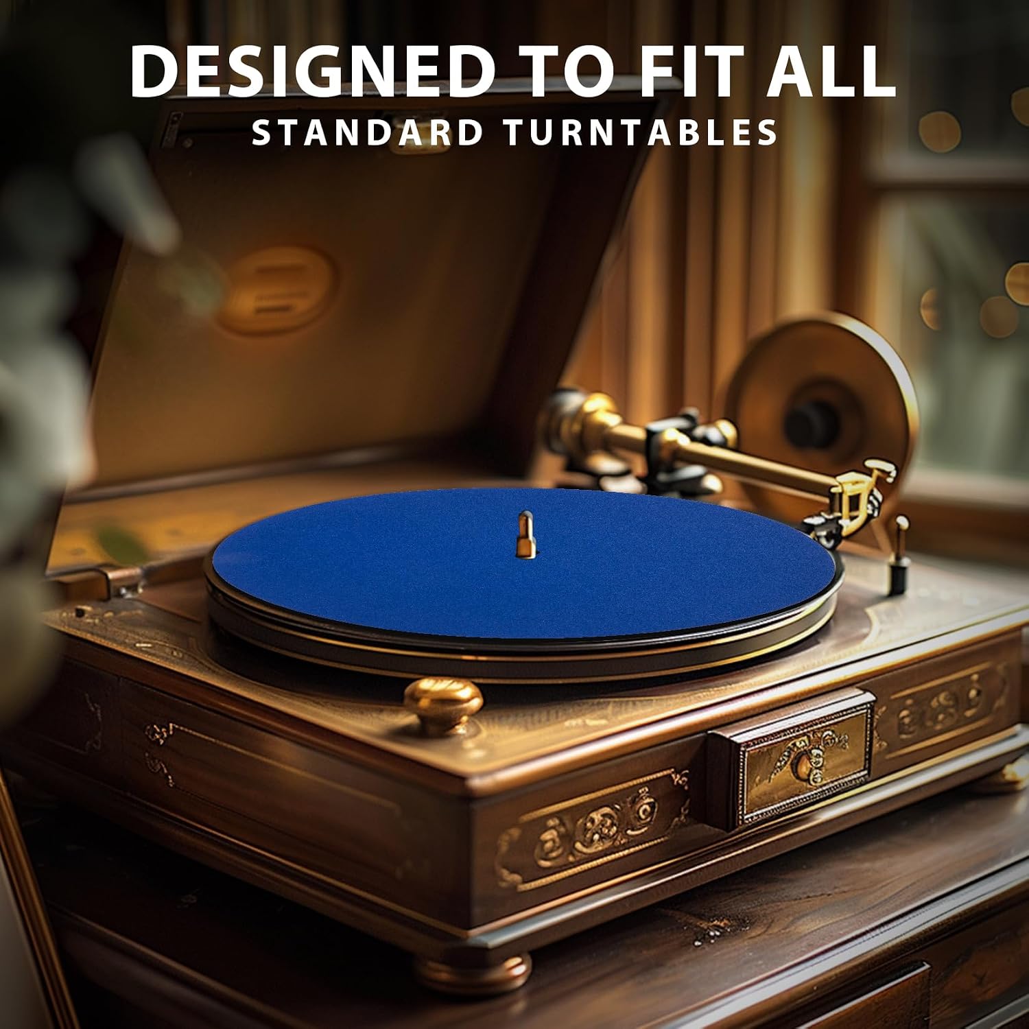 Thumbnail 4 de VixxNoxx LSJ-XGB2 Wool Turntable Slipmat, 2-Pack, 30cm, Green & Navy Blue