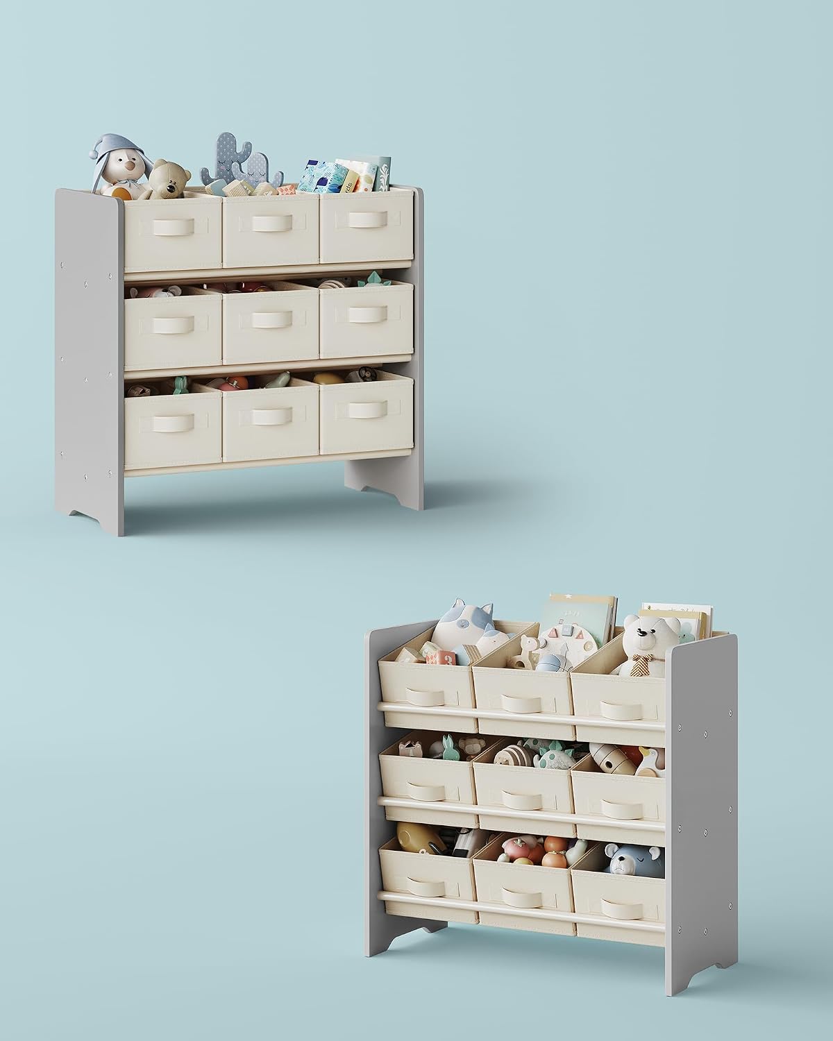 Detalle 2 de SONGMICS TEZA GKR033G10 kinderplank met 9 vakken, duifgrijs