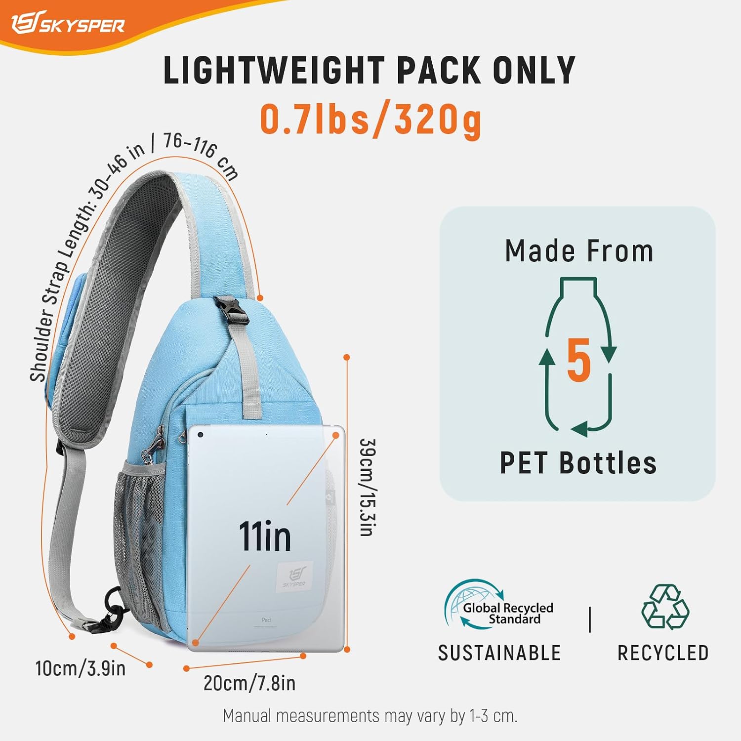 Thumbnail 4 de SKYSPER RFID Sling Bag Cross Body Recycled Travel Daypack