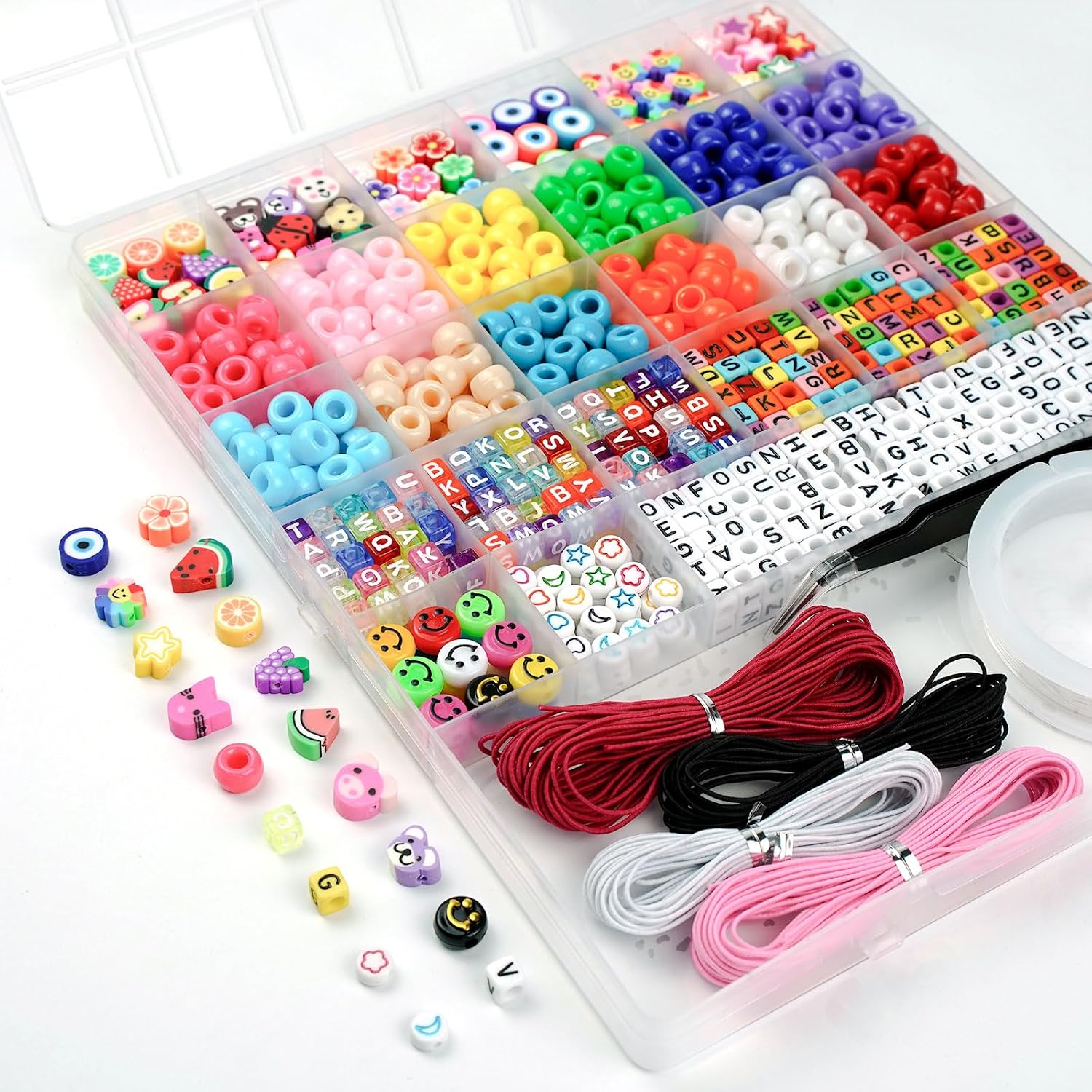 Detalle 2 de Dowsabel RXZ03 Bracelet Making Kit with Letter, Pony & Polymer Clay Beads
