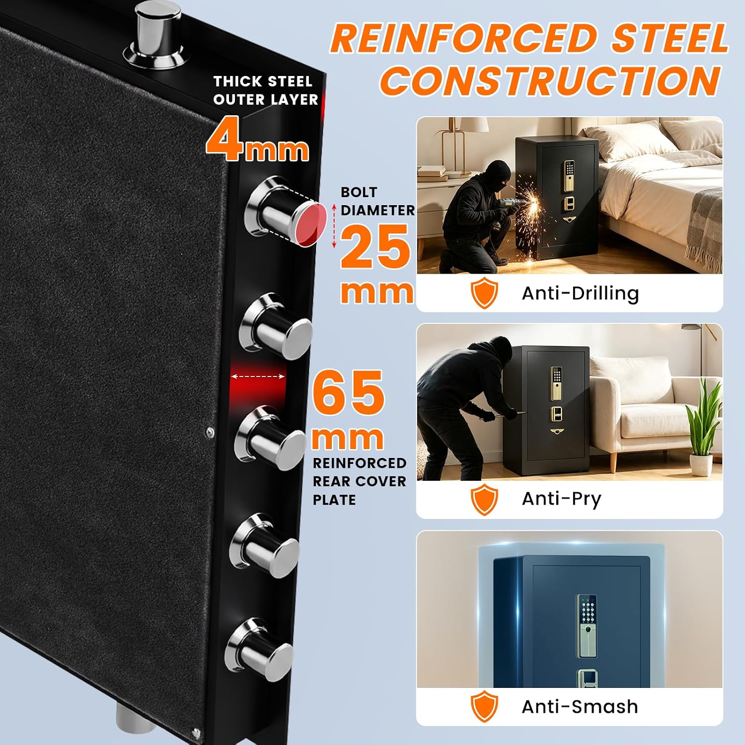 Detalle de Fireproof Biometric Safe with Gun Rack, 76 lb