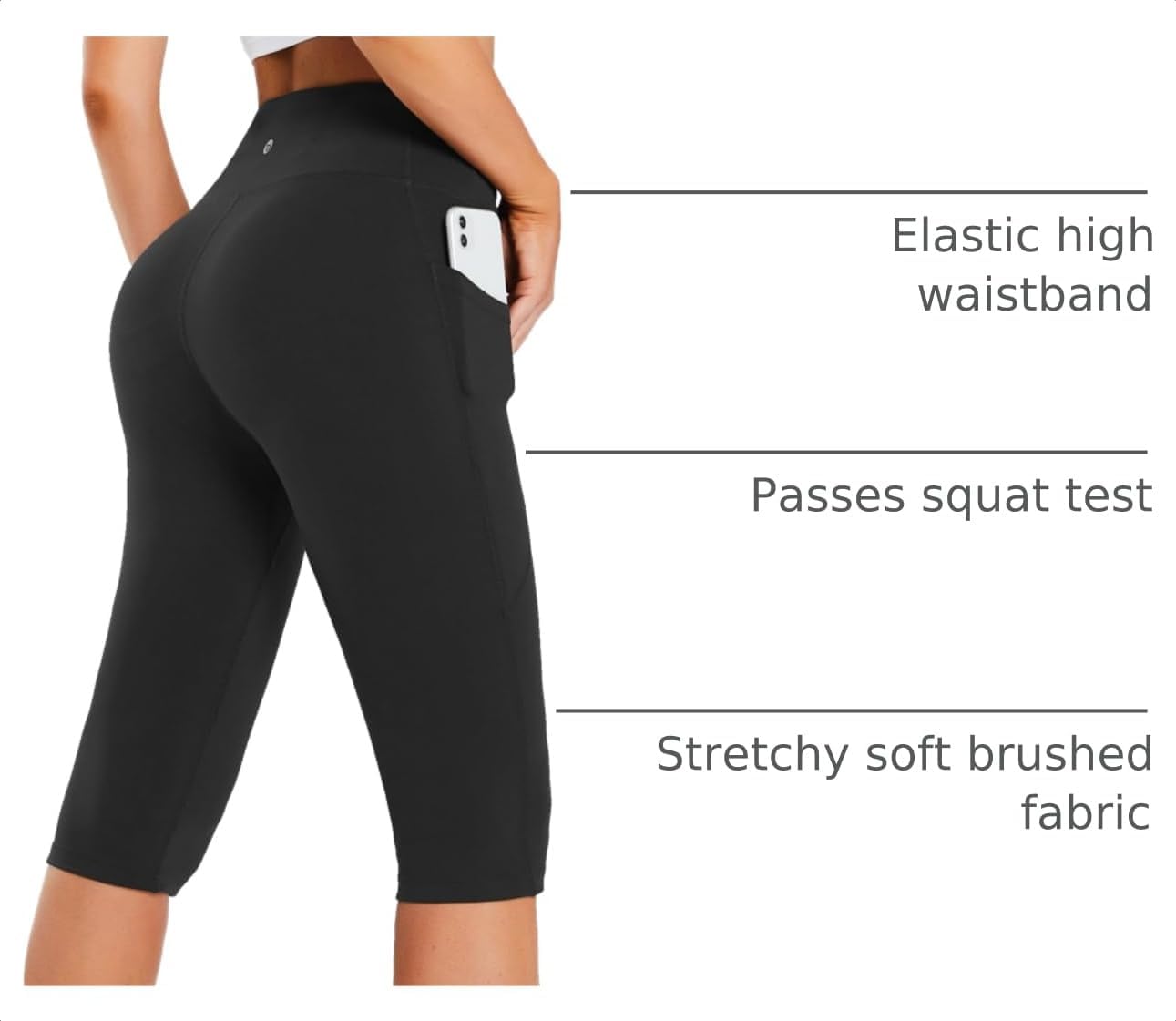 Thumbnail 3 de Baleaf Women's Capri Leggings with Pockets: High-Waisted Knee-Length Capris for Yoga and Workout