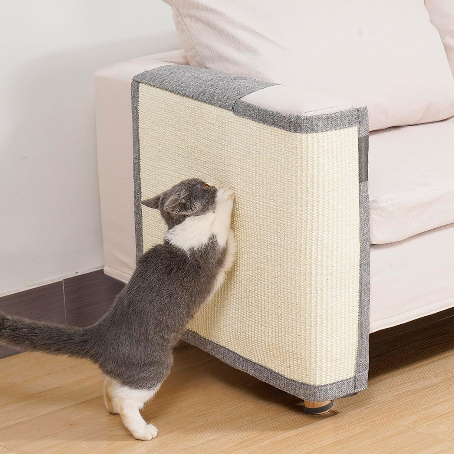 Detalle de Uross Natural Sisal Cat Couch Protector for Corner Sofa ๐ฑ