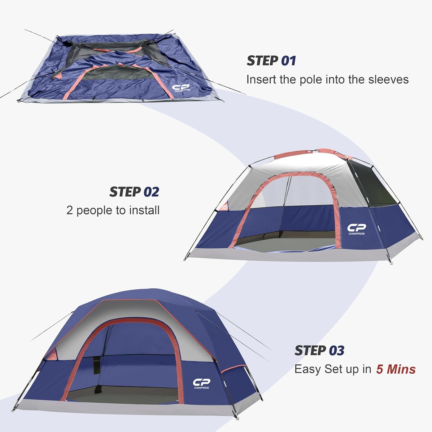 Thumbnail 5 de CAMPROS CP Camping Tent 4 Person: Spacious, Weather-Ready Dome Tent with Easy Setup