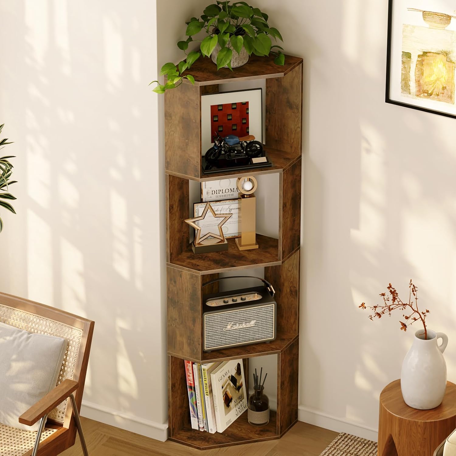 Detalle 2 de ALISENED Corner Bookshelf, 4-Tier