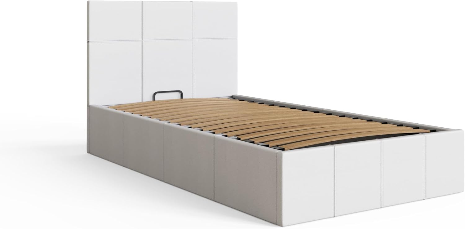 Thumbnail 4 de GFW Classic Leather Upholstered Ottoman Storage Bed (Single, White) with Gas Lift