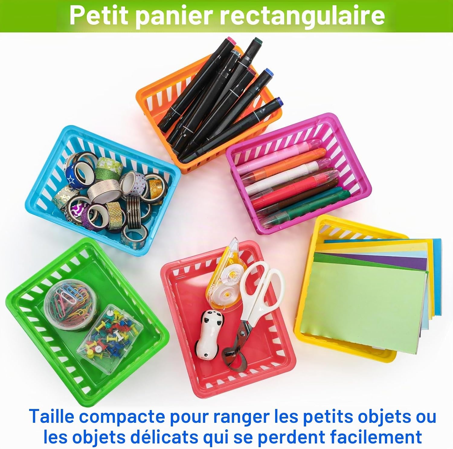 Detalle de DEAYOU Lot de 24 paniers de rangement colorés pour salle de classe – organisation pratique et modulable