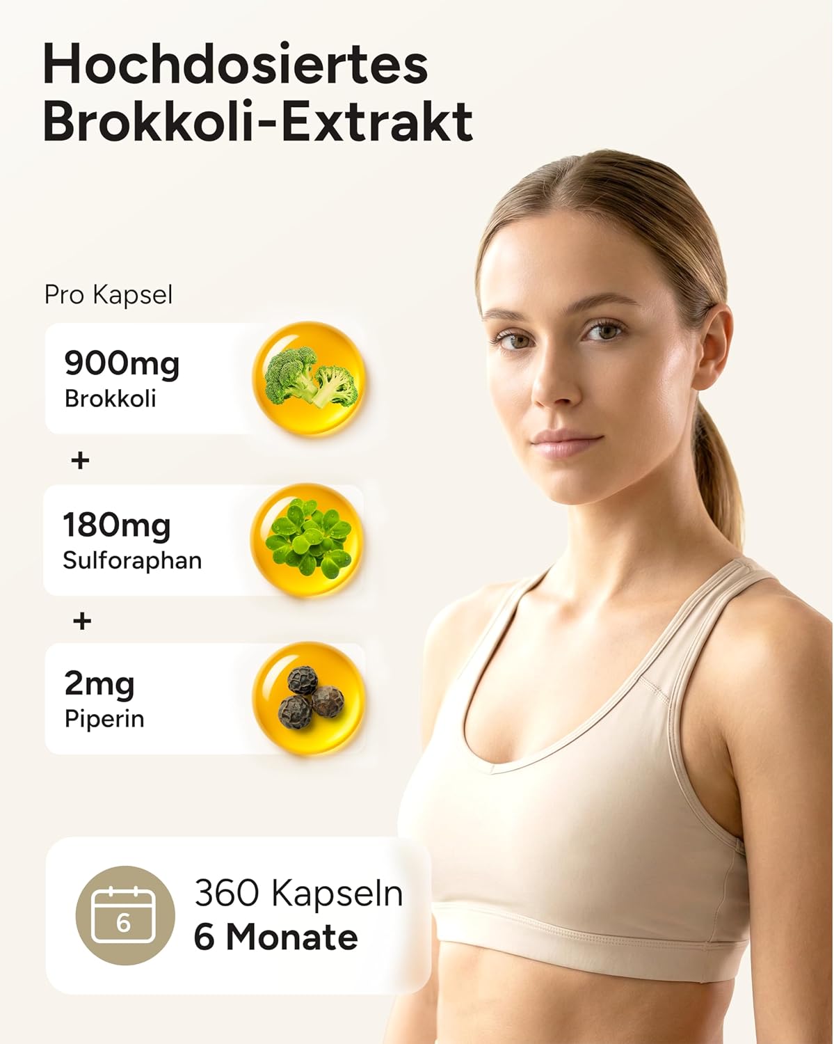 Detalle 2 de 90 mg Sulforaphan Kapseln 360 St. aus Brokkoli-Extrakt 💊
