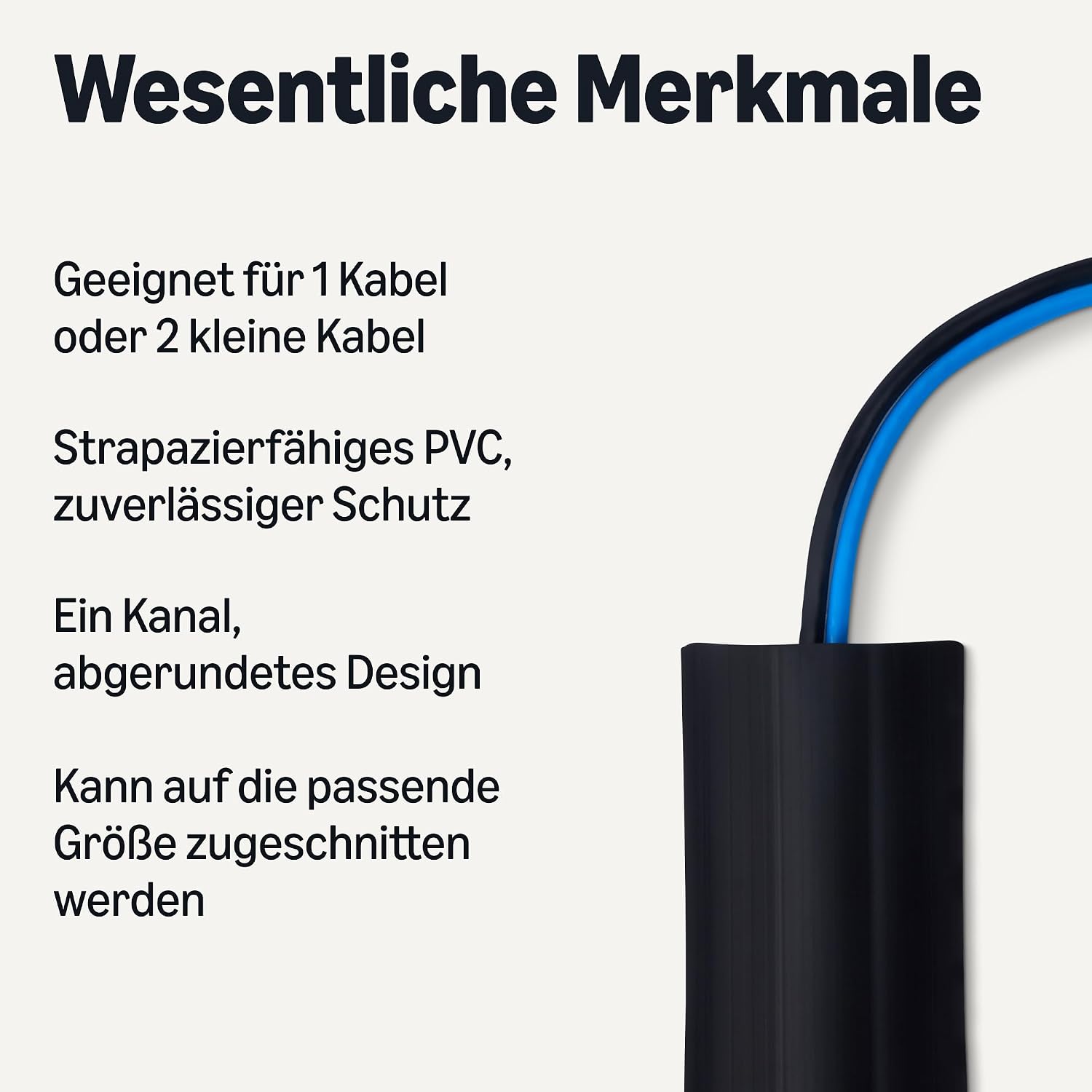 Detalle 2 de Amazon Basics Bodenkabelabdeckung, 1,82 m – schwarzer Kabelschutz (1-Kanal, 6,6 cm Durchmesser)