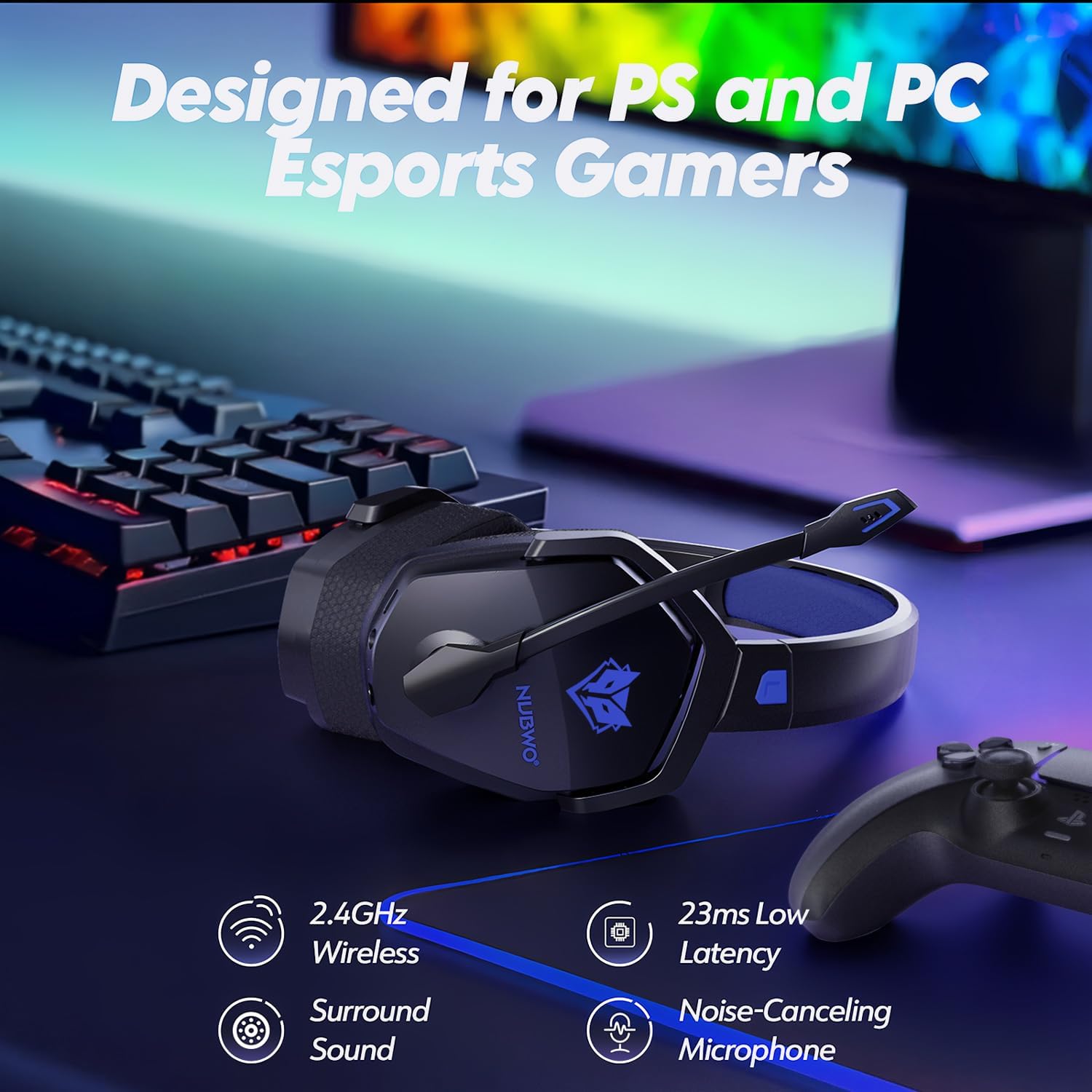 Detalle 2 de NUBWO Wireless Gaming Headset 100‑hour battery