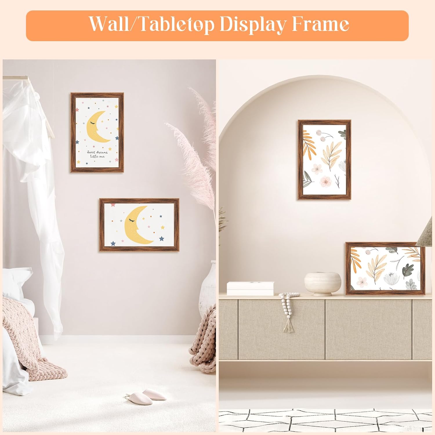 Detalle 2 de 16x20 Wood Frame Brown (20x16 option) Rustic Natural Woodgrain Picture Poster Frame with HD Plexiglass