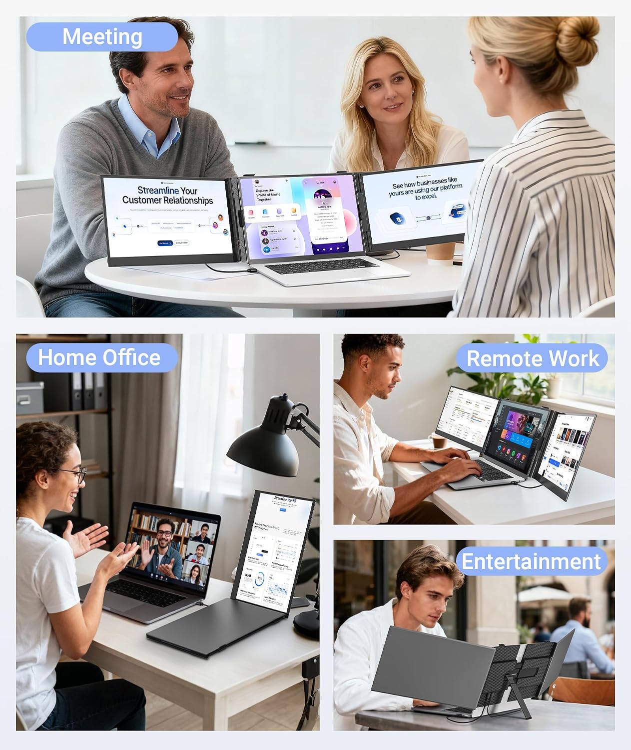 Detalle 2 de Wixzet 14" Triple Laptop Screen Extender (Ultra-Thin FHD 1080P Portable Monitor)